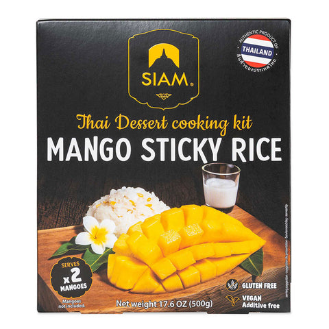 Siam Mango Sticky Rice dessert cooking kit packaging on a white background
