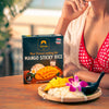 Siam Mango Sticky Rice dessert kit with a person sitting at a table